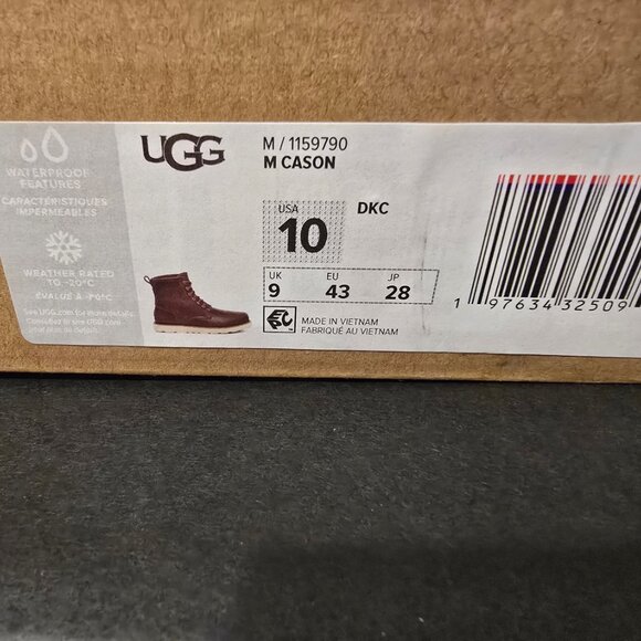 UGG CASON 1159790 LEATHER WATERPROOF WINTER BOOTS MENS SIZE 10 DARK CHESTNUT NEW - Picture 10 of 13